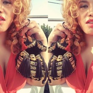 Black Vintage Moroccan Style Tassel Purse